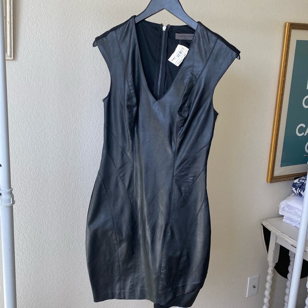 Alassandro Miele black body con faux leather dress size S